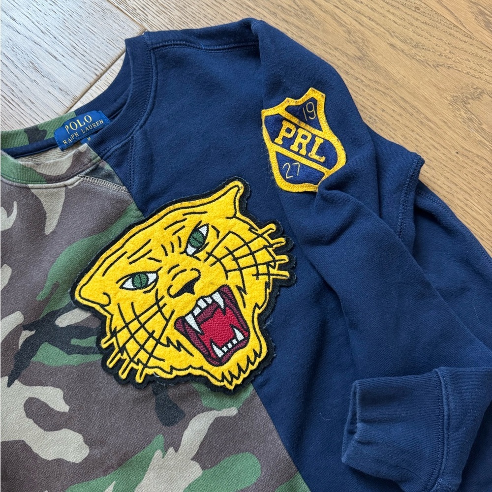 Polo Ralph Lauren Boys Crewneck Sweatshirt - Size M 10-12, Navy Blue, Camo - EUC - Picture 4 of 8